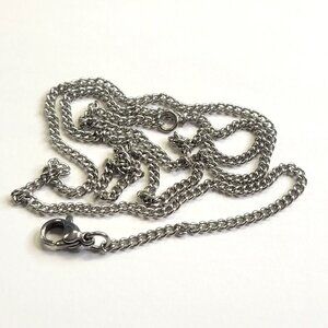 Mens Silver Tone Necklace 19 inch Cable Link Silver Tone Necklace